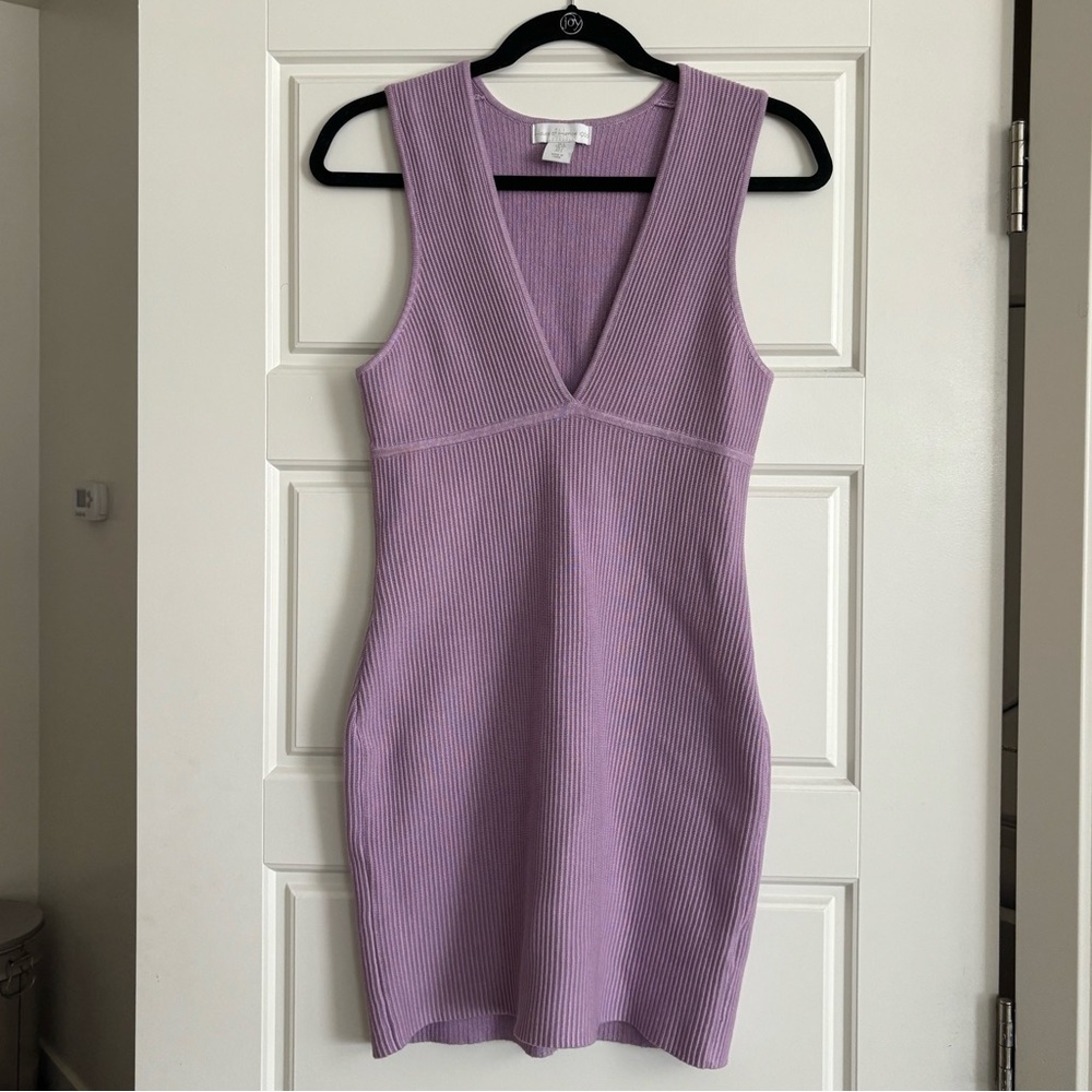 NWOT House of Harlow 1960 Lavender Plunge V-neck Ribbed Bandage Dress